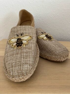 Talbots Natural/Tan Espadrille Bee Slip-On Flats